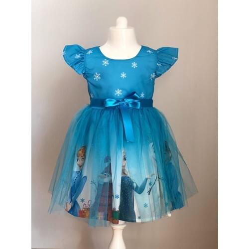 Pumpido Blue Color Elsa Character Female Child Dress 4-6-7 age