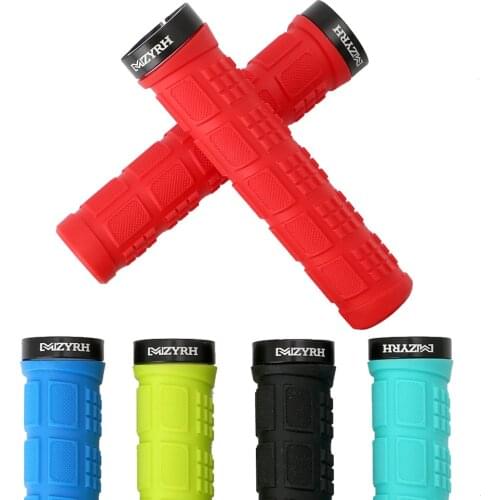 1 Pair Anti-slid Silicone Rubber Bike Grips Handlebar Grips MTB Mountain Lock Aluminum Alloy Durable Anti-Slip Bicycle Parts