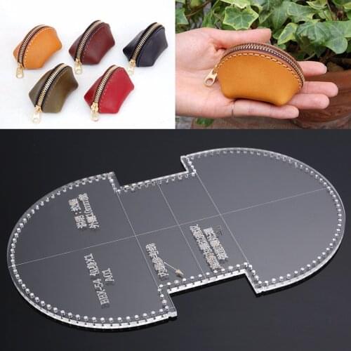 1pc Leather Craft Coin Purse Shell Type Bag Acrylic Template Pattern Stencil for DIY Handmade Simple Leather Wallet Making