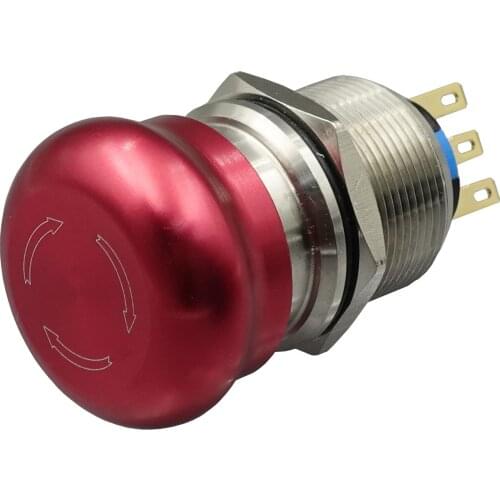 1Pcs Emergency Stop Button Switch 22mm 3Pin Red Maintained Rotating Bounce