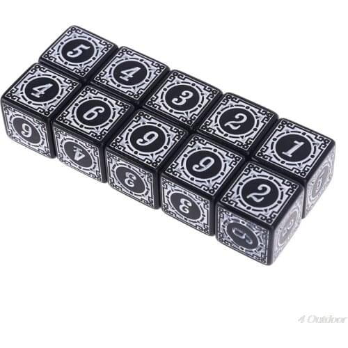 10Pcs D6 Polyhedral Dice Square Edged Numbers 6 Sided Dices Beads Table Board Game for Bar Party N20 20 Dropshipping