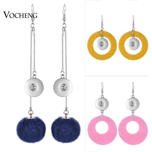 10PCS/Lot Snap Charms Pompon Earring Ginger Snap Jewelry for 18mm Snap Button Dangle Earring for Women NN-640*10