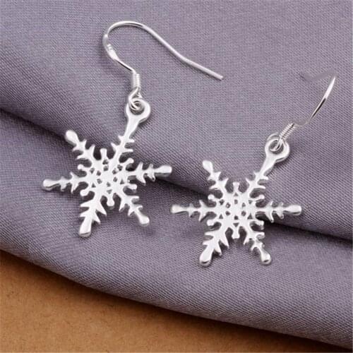 2pair E302 wholesale Price women lady girl silver color cute Snowflake pretty earrings high quality fashion jewelry