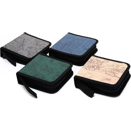 40 CD DVD Disc Storage Holder Carry Case Organizer Cover Bag CD Box Sleeve Wallet World Map Pattern travel bag