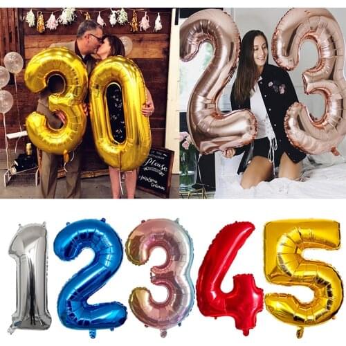 40 inch rose Gold Silver pink blue black big size Number Foil Helium Balloons Birthday Party Celebration decoration large globos