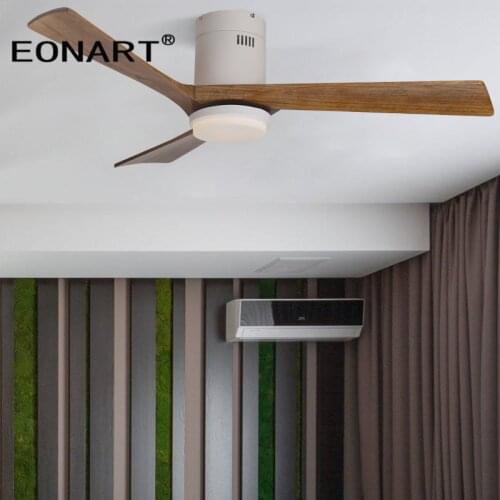 52Inch solid wood led dc ceiling fan with remote control ceiling fan lamp 110-220 volt fan wooden fans for home ventilador techo