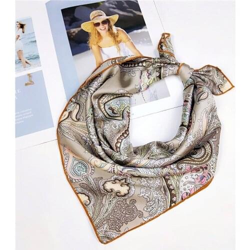 60*60cm New Women Scarf Small High Soft Squares Decorative Multi-functional Pattern Print Head Silk Scarf Fashion Ladies Scarves
