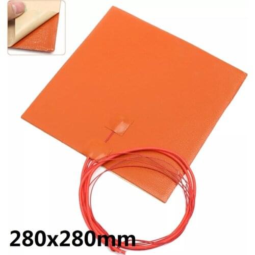 280X280mm 600W@220V Silicone Heater Pad for 3D Printer Heated Bed,Build Plate Heating Element with NTC 100K, PSA