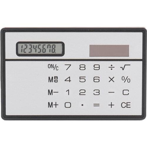 8 Digit Ultra Thin Solar Power Calculator with Touch Screen Credit Card Design Portable Mini Calculator for Business School