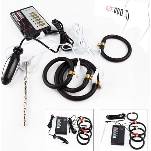 BDSM Electro Shock Kit Dildo Anal Plugs Stimulator Urethral Catheter Dilator Penis Plug Penis Ring Sex Toys For Male Masturbator