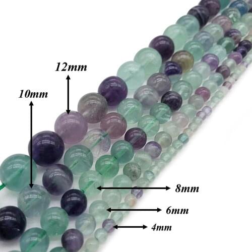 Free Shipping Natural Stone Colorful Fluorite Round Beads 4 6 8 10 12MM Fit Diy Find Bead Charms For Jewelry Making J148