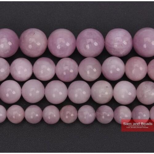 5A Grade Natural Kunzite Beads Round loose Beads For Bracelet Necklace Making Strand 15" 6 8 10 mm Pick size KBB10