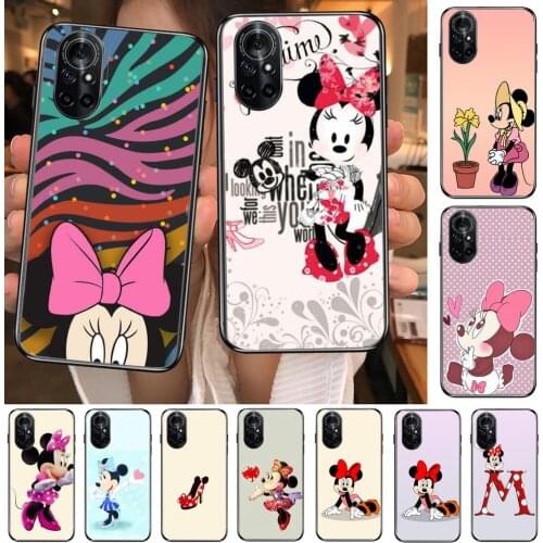 Minnie Mouse Letter Clear Phone Case For Huawei Honor 20 10 9 8A 7 5T X Pro Lite 5G Black Etui Coque Hoesjes Comic Fash design