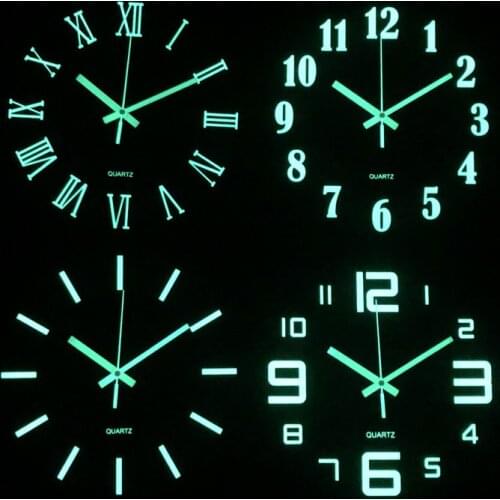 Wooden Luminous Wall Clock Retro Dark Glowing Number Silent 3D Wall Hanging Clock 12 Inch Decoration For Living Room Bedroom