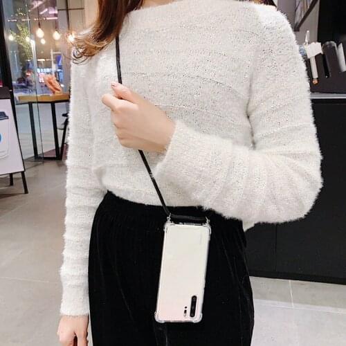 Ins Korea Nylon Strap Sling Phone Case For Huawei P10 P20 Mate20/30Pro P40Pro Honor9 Shockproof Soft TPU Cover Capa Protection