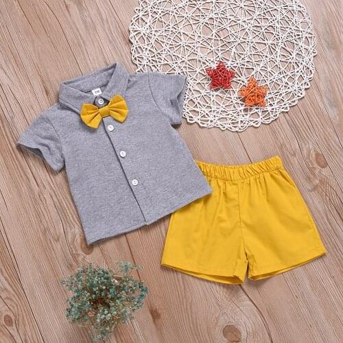 LUCKKIDS Sister Brother Match Clothing Bow Shirt+Pant Suit Outfit Summer Vibe Costume Birthday Gift 9M-6T