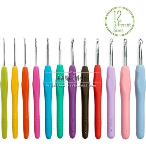 200set 9/11/12pcs Knitting Tools Sweater Needle Crochet Rainbow Crochet Set TPR Soft Handle Aluminum Crochet Set