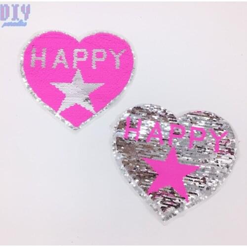 Love star Reverse Sequins Sew On Patches for clothes kids Clothing Reversible Change Color Patch Applique