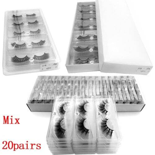 NEW 20 pairs mink eyelashes in bulk mix 10 styles 3d natural long false eyelashes wholesale hand made lash makeup