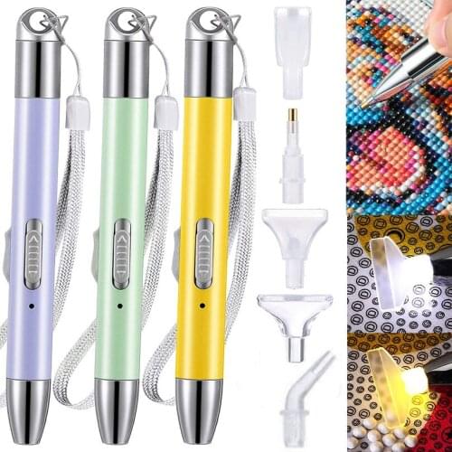 Upgrade Style USB Charge Diamond Painting Pen LED Drill Pen 5D Diamond Painting Tools with 2 Light Modes No Need USB Cable