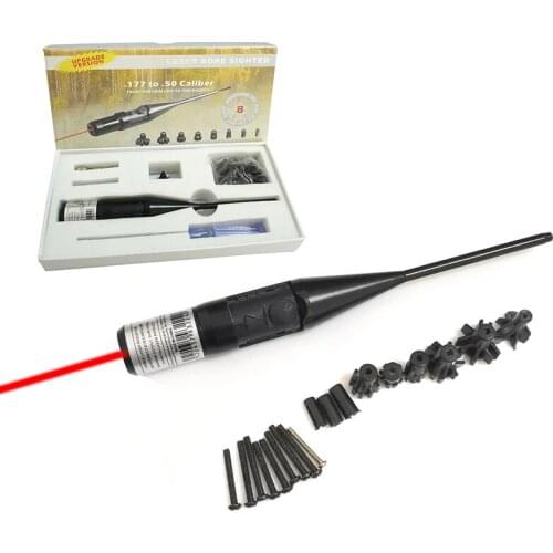 Hunting .177 to .50 Caliber Handgun Rifle Bore Sighter Collimator Tactical Adjustable Adapters Rifles Red Green Dot Bore Sighter
