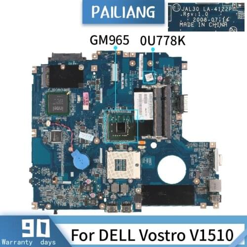 LA-4121P For DELL Vostro V1510 CN-0U778K 0U778K GM965 Mainboard Laptop motherboard DDR2 tested OK