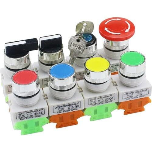 LAY7 Self reset double head button switch red green with light LA37 flat head switch 22mm