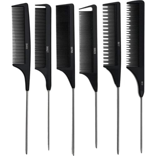 1 Pc New Professional Black Hard Carbon Cutting Comb Heat Resistant Salon Hair Trimmer Brushes Metal Pin Tail Antistatic Comb