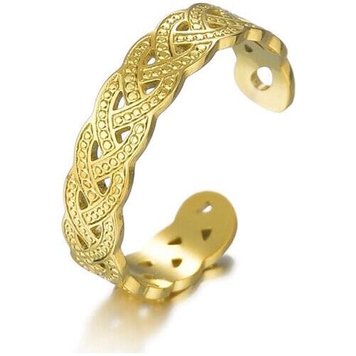 Adjustable Stainless Steel Womens Rings Fashion Jewelry Gold Weaving Ring кольца для женщин Party Gift 2021 New