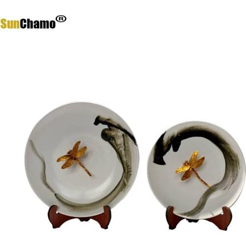 Modern New Chinese Creative Jingdezhen Ceramic Hanging Plate Sitting Room Study Room Entrance Counter Pendant Soft Decoration