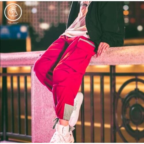 Loose personality fashion casual pants mens feet trousers pantalones hombre cargo harem pants for men pantalon homme red