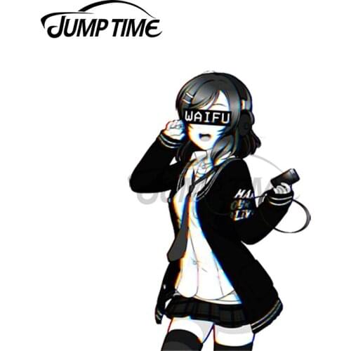 Jump Time 13 x 4.5cm For Maki Waifu Car Stickers Vinyl Material Decal Car Accessories 3D Occlusion Scratch For JDM SUV RV