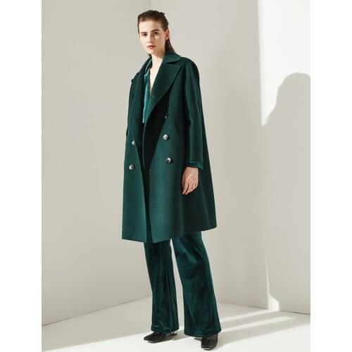 High End Silk Double-sided Cashmere Coat Womens Middle and Long Spring 2021 New Suit Version Wool Coat Age Reduction