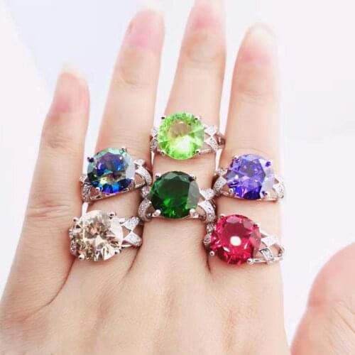 Lingmei Classic Style Cocktail Trendy Engagement Zircon Jewelry Wedding Rings Silver Color FashionRing Size 6-13 Christmas