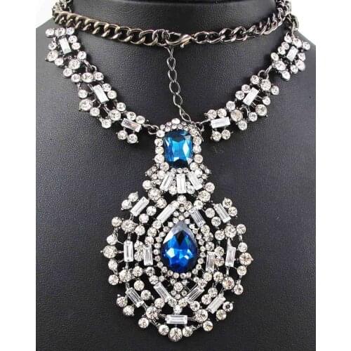 Yayi jewelry Hot Handmade Fashion Bohemia Glass Crystal Sweater Chain Beads Pendants Bib Statement Women Choker Necklaces Q992