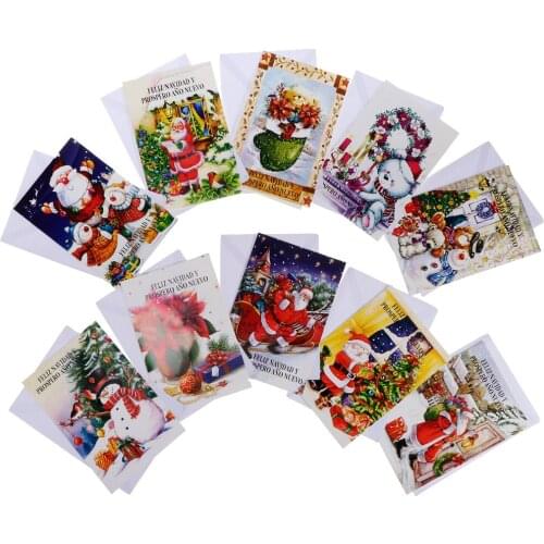 10 Sets Assorted Christmas Invitation Greeting Card with Envelope Xmas Favor for Friends Guests Kids Parents