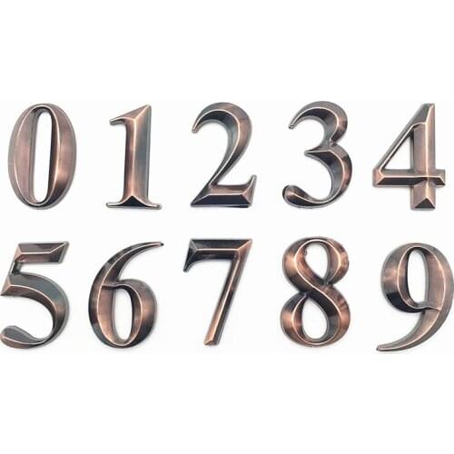 10Pc Gate Digits 0 to 9 Number Tag Numeral Door Plaque House Drawer Sign Plating Hotel Home Sticker Address Door Label Bronze