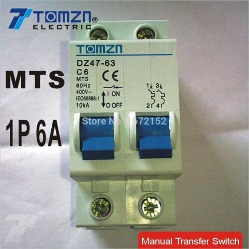1P 6A MTS Manual transfer switch Circuit breaker MCB 50HZ/60HZ 400