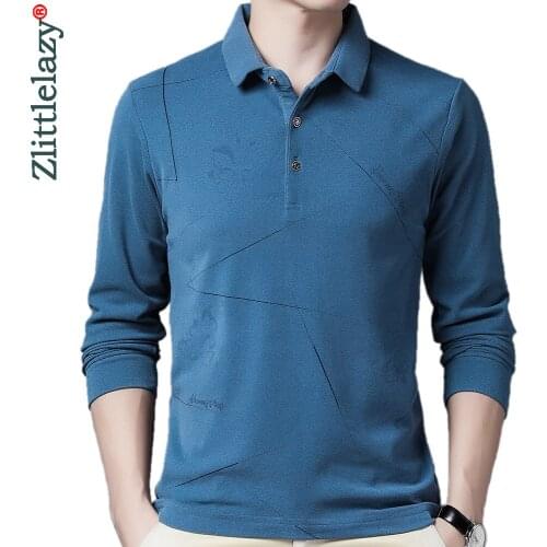 2021 Thick Long Sleeve Polo Tee Shirt Men Casual Striped Mens Clothing Polos Shirts Mens Fashion Slim Fit Poloshirt Tops 90808