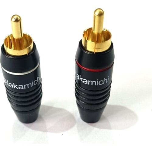 Hifi Brass 8pcs HIFI RCA Male Plug Jack Audio Cable Solder Gold plated Connector Black for 6mm