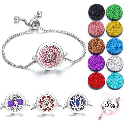 Perfume Bracelet Essential Oil Diffuser Aromatherapy Locket Bracelet Tree of Life Vintage Flower Butterfly Paw Diffuser Bracelet