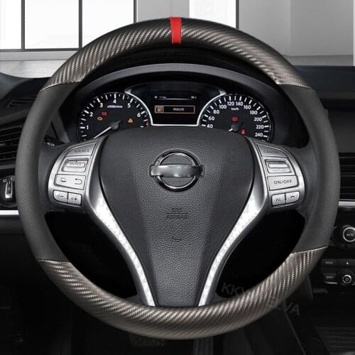 Carbon Fiber Steering Wheel Cover for Nissan Qashqai Juke Primera Versa Almera Terrano Kicks March Murano 350z Terrano NV200
