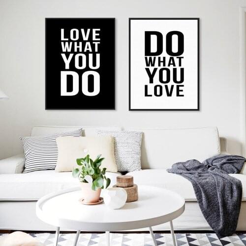 HAOCHU Black And White English Letter Poster Modern Simple Fresh Nordic Wall Act Living Room Home Decoration Canvas Painting