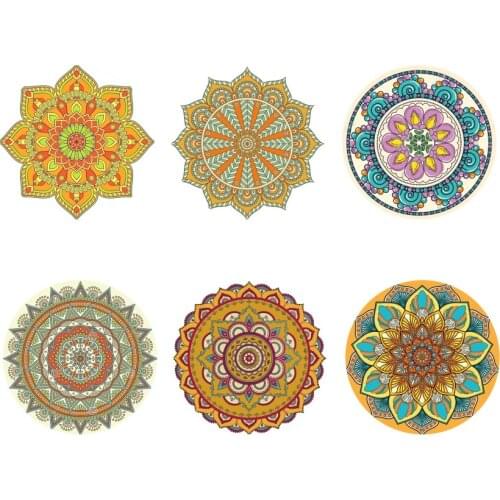Mandala Flower Pattern Design 6pcs Placemats Outdoor Picnic Bottle Mats 3D Design Home Tea Pad Hot Drinks Coasters Tableware Mat