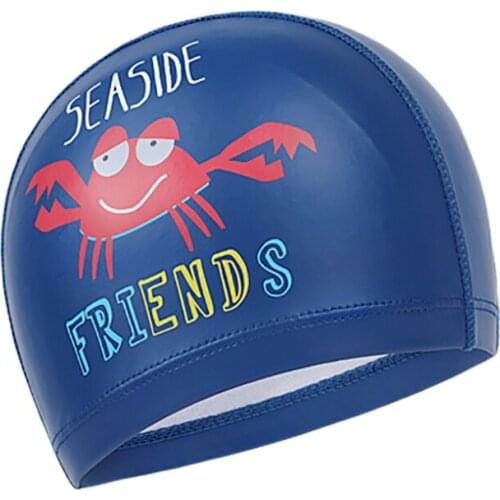 Balight Childrens Swimming Cap Print Cartoon Cute Professional PU Swimming Cap Female Long Hair Waterproof