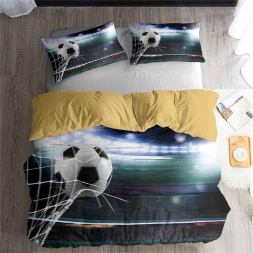 HELENGILI 3D Bedding Set Football Print Duvet Cover Set Lifelike Bedclothes with Pillowcase Bed Set Home Textiles #ZQ-13