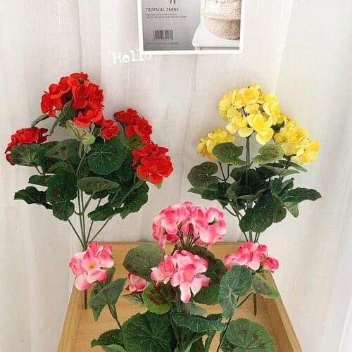 Creative Artificial Geranium Red Pink Yellow Flowers Plant Simulation Plants Flower Party Living Room Bedroom Decoration New