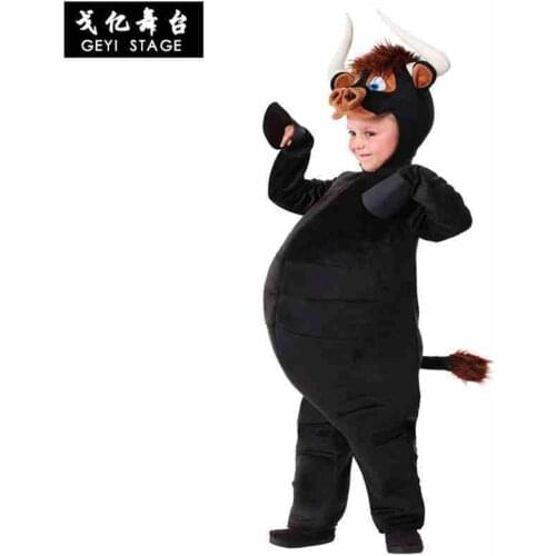 New Party Halloween Costume Boys Children Toddler Animals Black Bull Ferdinand Cosplay Carnival Costume Cartoon Jumpsuits