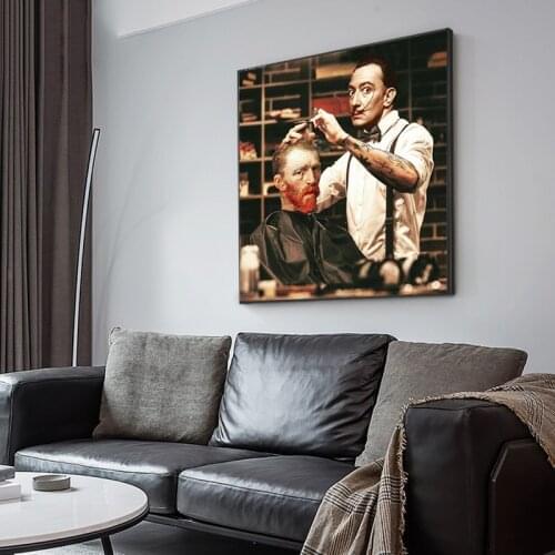 Retro Style Funny Van Gogh Haircut Canvas Painting Wall Art Nordic Posters and Prints Wall Pictures for Living Room Decoration