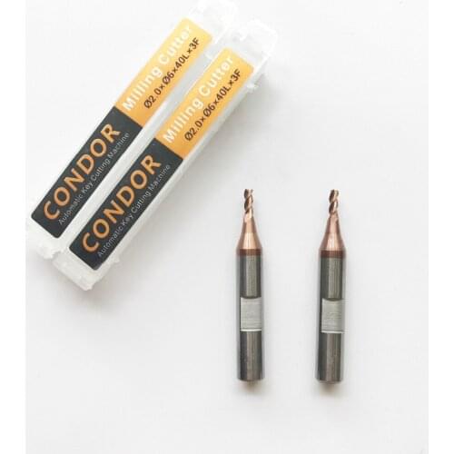 CONDOR Automatic Key Cutting Machines End Milling Cutter 2.0x6x40x3F Original Carbide End Mills(two piece)